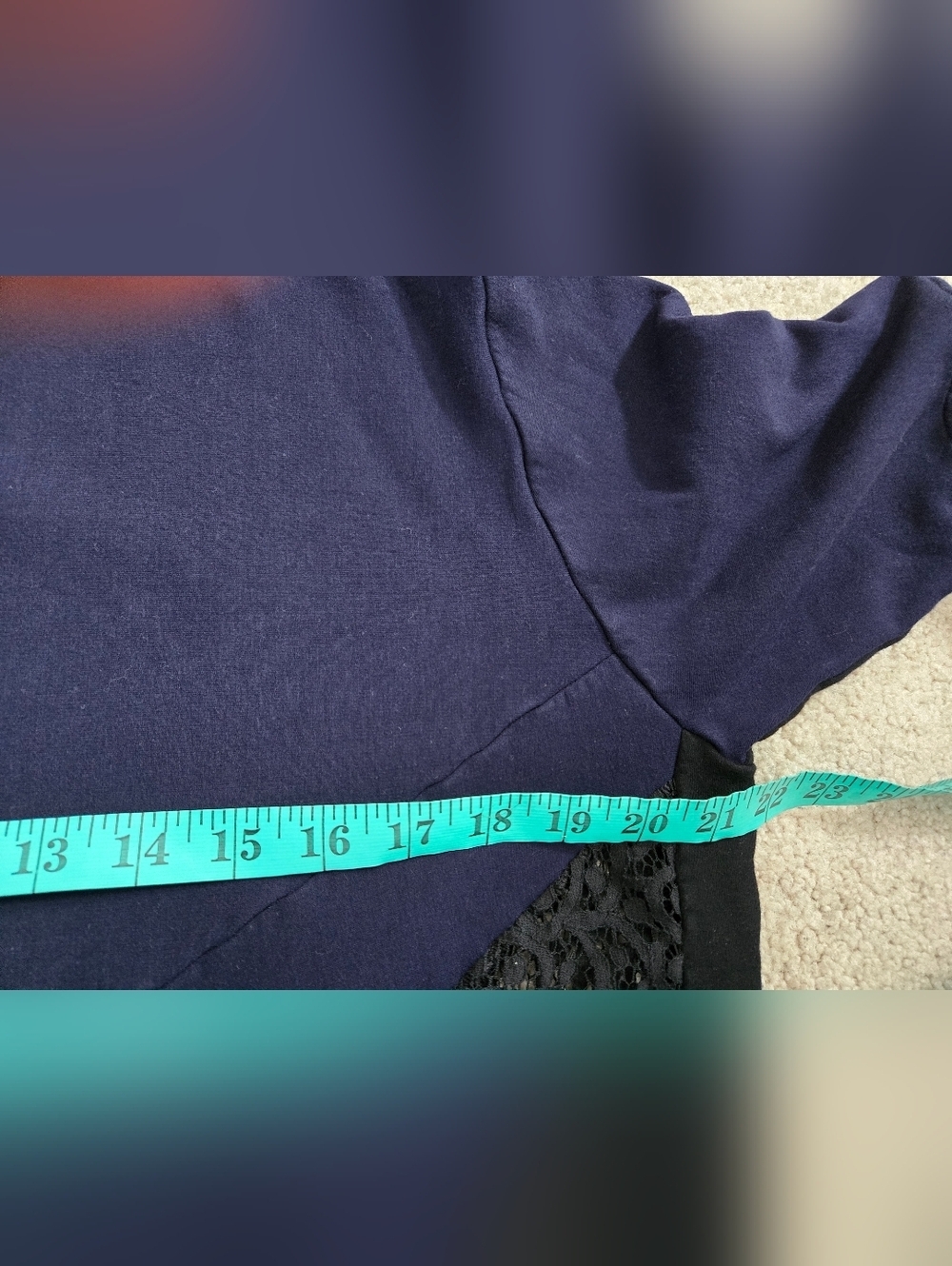 ANNE MULAIRE Navy & Black Colorblock Sweatshirt with Lace Side. Size M/L - Picture 6 of 8
